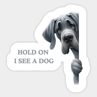 Hold On I See a Dog Great Dane Dog Sticker